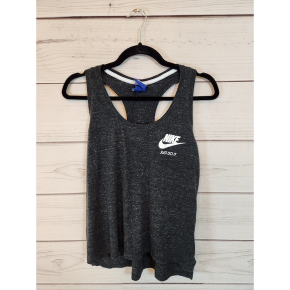 Nike Just Do It Women's Gray Solid Scoop Neck Sleeveless Tank Top‎ Size Medium - Picture 1 of 6